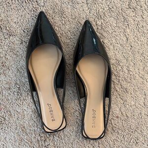 Bamboo Black Pointed Slingback Flats